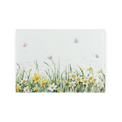 B&Q -  Spring Time Daffodils Smooth Glass Worktop SaverSmall Chopping Board