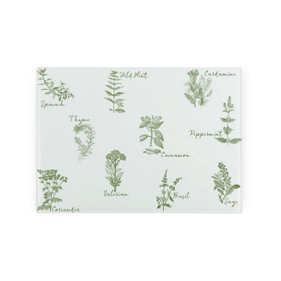 Purely Home Green Herbs Smooth Glass Worktop SaverSmall Chopping Board from B&Q