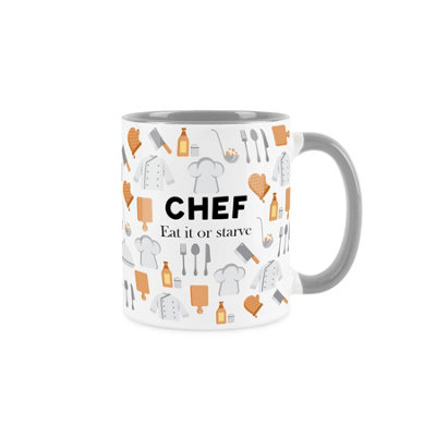 Purely Home Chef MugHumourous Trades Funny Novelty GiftTea/coffee Hot Drinks Grey Ceramic Cup Present For Chefs/cooks from B&Q