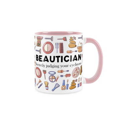 B&Q -  Beautician MugHumourous Trades Funny Novelty GiftTea/coffee Hot Drinks Pink Ceramic Cup Present For Makeup Artists
