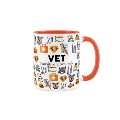Purely Home Vet MugHumourous Trades Funny Novelty GiftTea/coffee Hot Drinks Orange Ceramic Cup Present For Vets/veterinarian