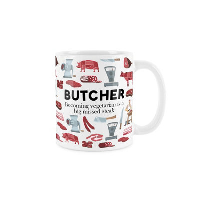 Purely Home Butcher MugHumourous Trades Funny Novelty GiftTea/coffee Hot Drinks White Ceramic Cup Present For Butchers