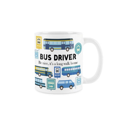 Purely Home Bus Driver MugHumourous Trades Funny Novelty GiftTea/coffee Hot Drinks White Ceramic Cup Present For Bus Drivers