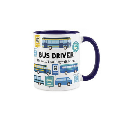 Purely Home Bus Driver MugHumourous Trades Funny Novelty GiftTea/coffee Hot Drinks Navy Blue Ceramic Cup Present For Bus Drivers