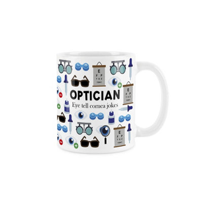 Purely Home Optician MugHumourous Trades Funny Novelty GiftTea/coffee Hot Drinks White Ceramic Cup Present For Eye Specialists from B&Q