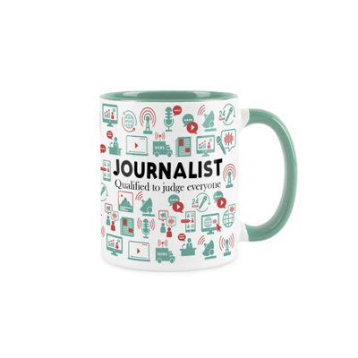 Purely Home Novelty Journalist Turquoise Mug - Coffee/Tea Ceramic Cup Gift - Turquoise - Image 3