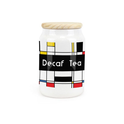 Purely Home Retro Art Deco Ceramic Decaf Tea Storage Canister - Black - Image 3
