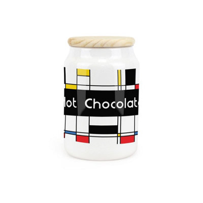 Purely Home Retro Art Deco Ceramic Hot Chocolate Storage Canister - Black - Image 3