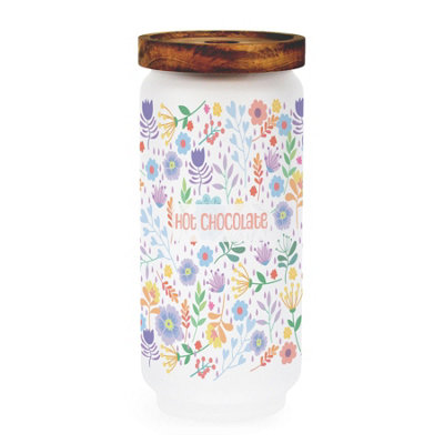 Colourful Flowers Hot Chocolate Glass Canister - Large Kitchen Storage Jar Gift - Image 3