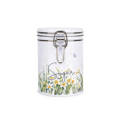 Purely Home Spring Daffodils Sugar CanisterWhite Metal Clip Lid Kitchen Food Storage Jar/container 700Ml (13Cm X 9.5Cm) from B&Q