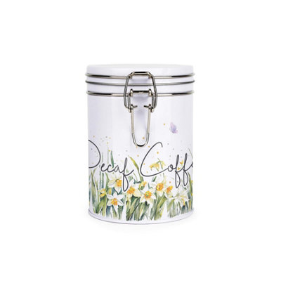 Purely Home Spring Daffodils Decaf Coffee CanisterWhite Metal Clip Lid Kitchen Food Storage Jar/container 700Ml (13Cm X 9.5Cm) from B&Q