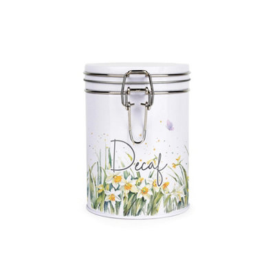 Purely Home Spring Daffodils Decaf CanisterWhite Metal Clip Lid Kitchen Food Storage Jar/container 700Ml (13Cm X 9.5Cm) from B&Q