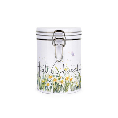 Purely Home Spring Daffodils Hot Chocolate CanisterWhite Metal Clip Lid Kitchen Food Storage Jar/container 700Ml (13Cm X 9.5Cm) from B&Q
