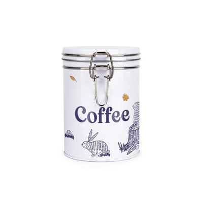 Purely Home Woodland Rabbits Coffee CanisterWhite Metal Clip Lid Kitchen Food Storage Jar/container 700Ml (13Cm X 9.5Cm) from B&Q