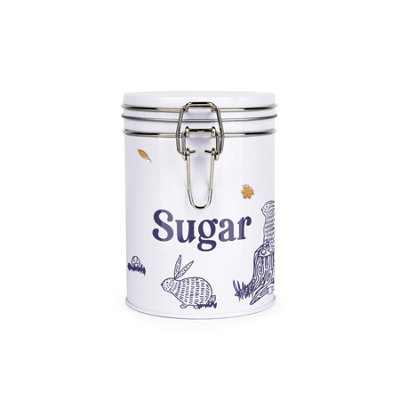 Purely Home Woodland Rabbits Sugar CanisterWhite Metal Clip Lid Kitchen Food Storage Jar/container 700Ml (13Cm X 9.5Cm) from B&Q