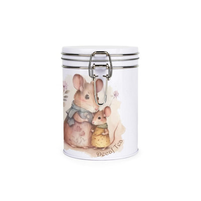 Purely Home Mouse & Mum Decaf Tea CanisterWhite Metal Clip Lid Kitchen Food Storage Jar/container 700Ml (13Cm X 9.5Cm) from B&Q