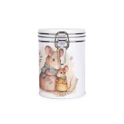 Purely Home Mouse & Mum Hot Chocolate CanisterWhite Metal Clip Lid Kitchen Food Storage Jar/container 700Ml (13Cm X 9.5Cm) from B&Q