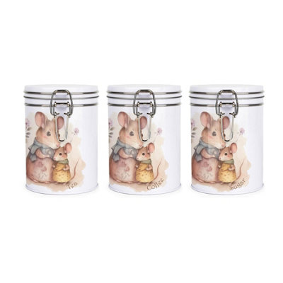 Mouse & Mum Hot Drinks Canisters Set - Tea, Coffee & Sugar Storage Gift Tins - Image 3