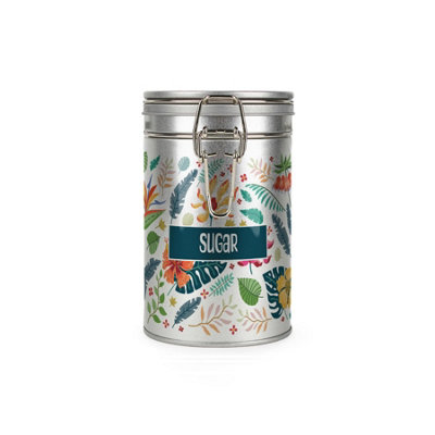 Purely Home Sunflowers Sugar Canister - Silver Metal Kitchen Storage Container - Yellow - Image 3