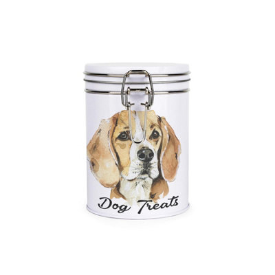 Purely Home Beagle Dog Treats Canister By Rhiannon ChaunceyMetal Clip Lid Food Storage Jar For Pet Food 700Ml from B&Q