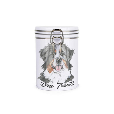 B&Q -  Bernese Mountain Dog Treats Canister By Rhiannon ChaunceyMetal Clip Lid Food Storage Jar For Pet Food 700Ml