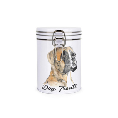 Purely Home Boxer Dog Treats Canister By Rhiannon ChaunceyMetal Clip Lid Food Storage Jar For Pet Food 700Ml from B&Q