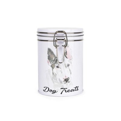 Purely Home Bull Terrier Dog Treats Canister By Rhiannon ChaunceyMetal Clip Lid Food Storage Jar For Pet Food 700Ml from B&Q