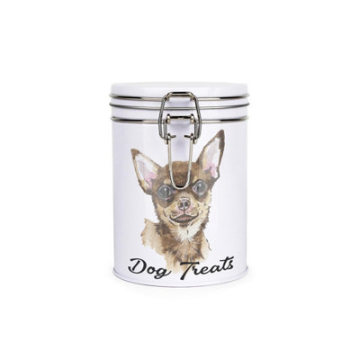 Purely Home Chihuahua Dog Treats Canister By Rhiannon ChaunceyMetal Clip Lid Food Storage Jar For Pet Food 700Ml from B&Q
