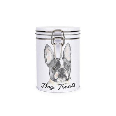 Purely Home Frenchie Dog Treats Canister By Rhiannon ChaunceyMetal Clip Lid Food Storage Jar For Pet Food 700Ml from B&Q