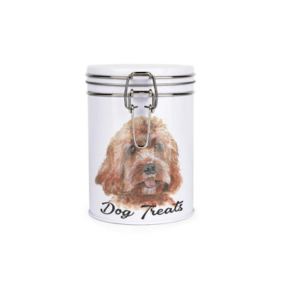 Purely Home Labradoodle Dog Treats Canister By Rhiannon ChaunceyMetal Clip Lid Food Storage Jar For Pet Food 700Ml from B&Q