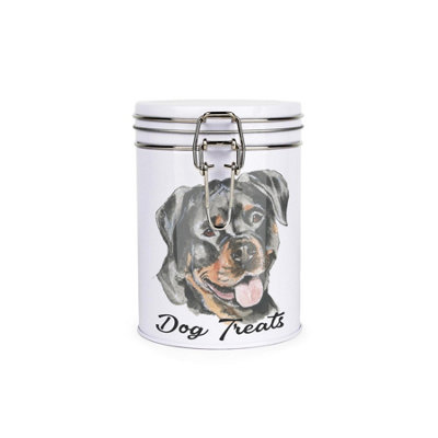 Purely Home Rottweiler Dog Treats Canister By Rhiannon ChaunceyMetal Clip Lid Food Storage Jar For Pet Food 700Ml from B&Q