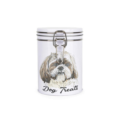 B&Q -  Shih Tzu Dog Treats Canister By Rhiannon ChaunceyMetal Clip Lid Food Storage Jar For Pet Food 700Ml