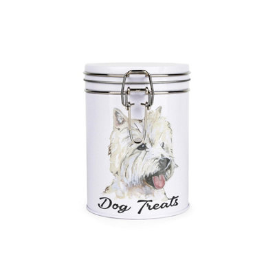 Purely Home Westie Dog Treats Canister By Rhiannon ChaunceyMetal Clip Lid Food Storage Jar For Pet Food 700Ml from B&Q