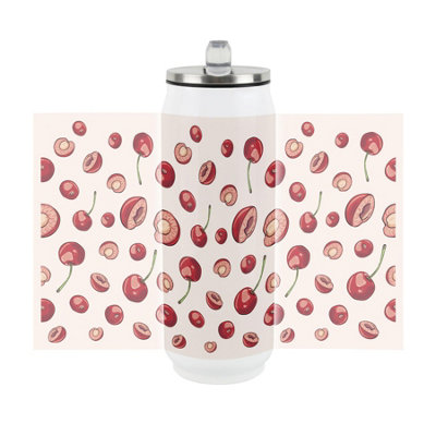 Purely Home Cherry Fruits Large Drinking Can Flask With Straw - Multi - Image 3