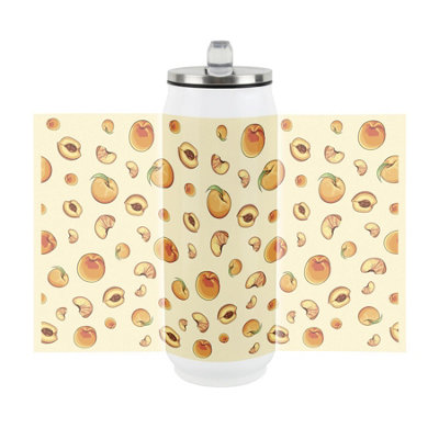Peach Fruits Large Drinking Flask with Straw -  Travel Mug Gift - Image 4