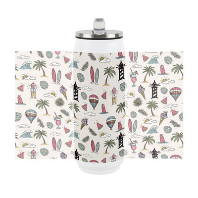 Purely Home Large Summer Beach Drinking Can Flask with Straw 500ml Stainless Steel Travel Mug - Image 3