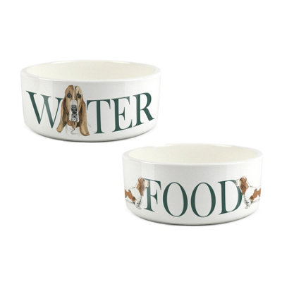 Purely Home Basset Hound Food & Water Bowl Set By Rhiannon Chauncey from B&Q