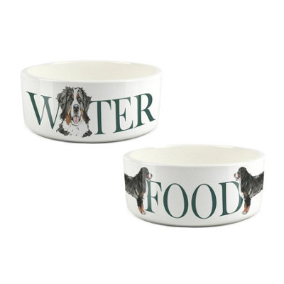 B&Q -  Bernese Mountain Dog Food & Water Bowl Set By Rhiannon Chauncey