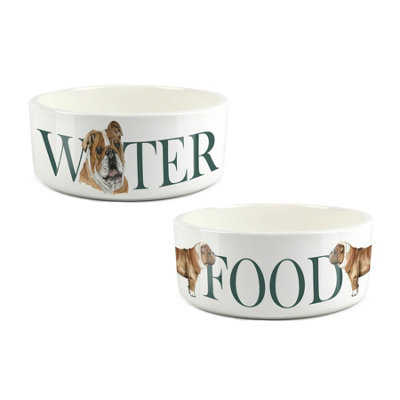 Purely Home Bulldog Food & Water Bowl Set By Rhiannon Chauncey from B&Q