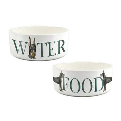 Purely Home Dobermann Food & Water Bowl Set By Rhiannon Chauncey from B&Q