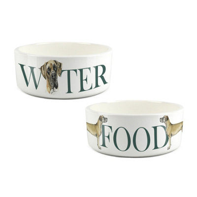 Purely Home Great Dane Food & Water Bowl Set By Rhiannon Chauncey from B&Q