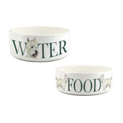 Purely Home Westie Food & Water Bowl Set By Rhiannon Chauncey from B&Q