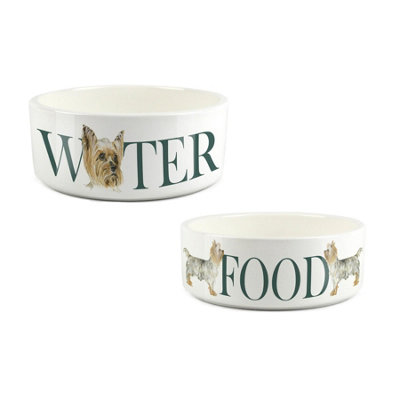 Purely Home Yorkie Food & Water Bowl Set By Rhiannon Chauncey from B&Q