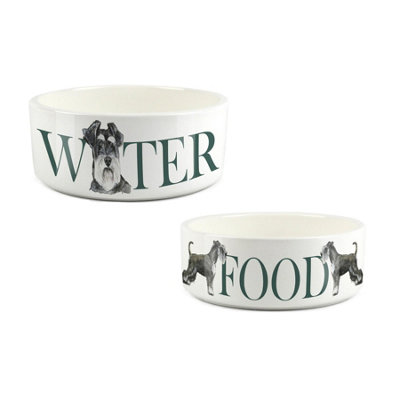 Purely Home Miniature Schnauzer Food & Water Bowl Set By Rhiannon Chauncey from B&Q