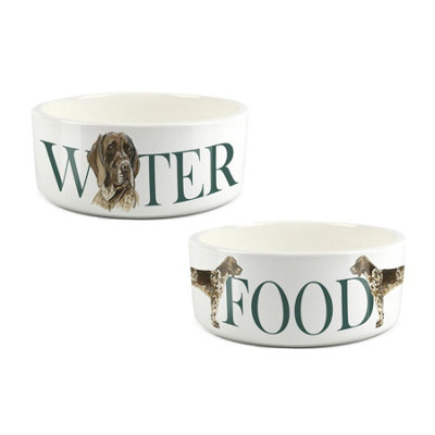 Purely Home German Shorthaired Pointer Food & Water Bowl Set By Rhiannon Chauncey from B&Q