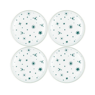 Purely Home Star Coaster SetRound Glass Teal Night Sky Set Of Four Drinks Coasters from B&Q
