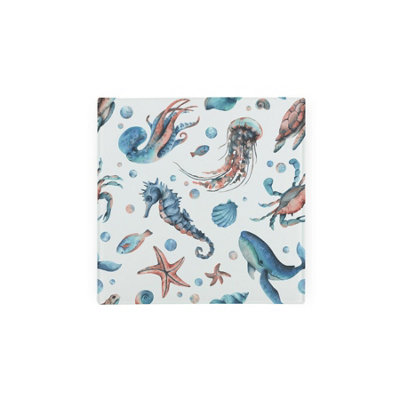 Purely Home Sea Life Glass Hot Pot StandHeat Resistant Non-Slip Trivet from B&Q
