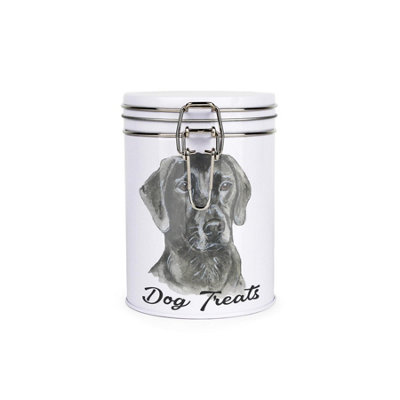 Purely Home Black Labrador Dog Treats Canister By Rhiannon ChaunceyMetal Clip Lid Food Storage Jar For Pet Food 700Ml from B&Q