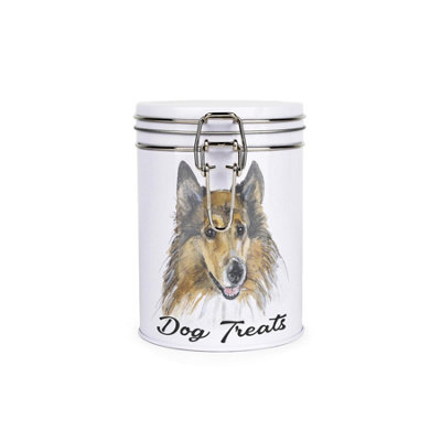Purely Home Rough Collie Dog Treats Canister By Rhiannon ChaunceyMetal Clip Lid Food Storage Jar For Pet Food 700Ml from B&Q