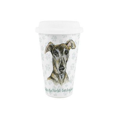 Purely Home Dad To The World's Best Greyhound Ceramic Travel Mug - White - Image 3